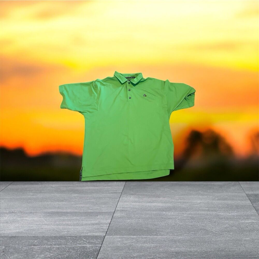Footjoy Men’s Size Large Green Polo Shirt Golf Short Sleeve White Manor Lantern